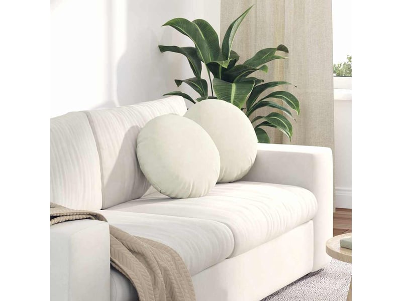  Lot de 2 coussins de siège, coussins décoratifs crème ø 40 x 13 cm velours cf59928  - Conforama B