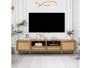Meuble tv coloris bois clair 200 cm MERAX  meuble tv bois clair