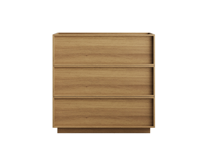 Commode 3 tiroirs effet chêne, meuble de rangement en bois pour chambre, salon et entrée - Conforama A