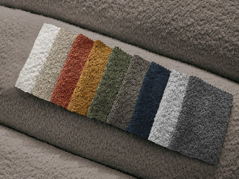  Bobochic canapé droit fixe 3 places talia tissu bouclette avec pouf marron TALIA - Conforama C