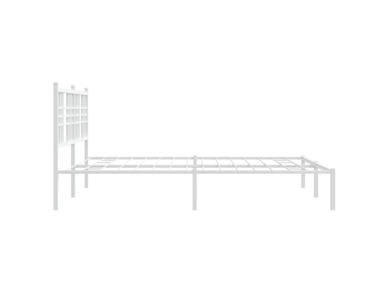  Lit adulte, lit double, cadre de lit métal sans matelas et tête de lit blanc 150x200cm cf9875  - Conforama E