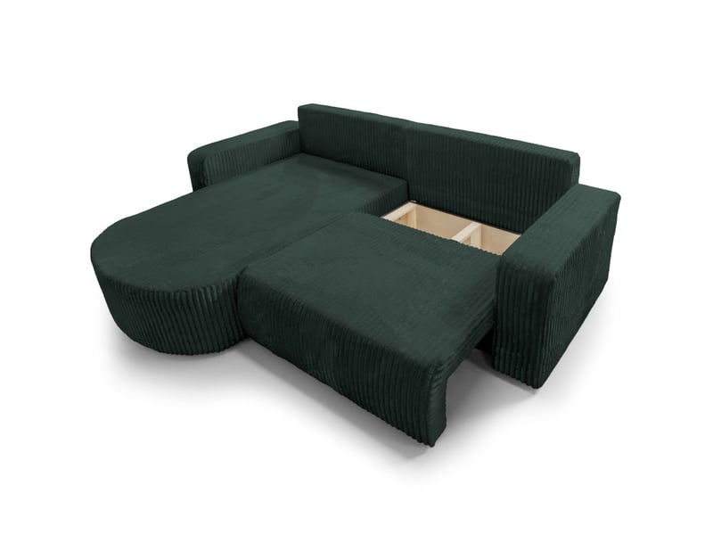  Kiara - canapé d'angle compact réversible et convertible 4 places en velours côtelé épais  - Conforama D