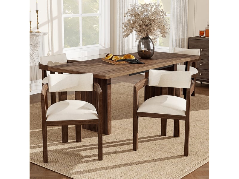  Lot de 2 chaises de salle à manger 57,5x60,5x78,5 cm avec accoudoirs bois noyer  - Conforama B
