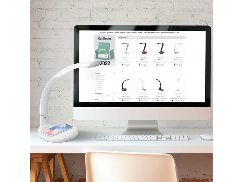  Fabrilamp alabastro lampe de bureau led blancchrome 7 w 560 lm, charge qi, tactile et dimmable 139371001 - Conforama C