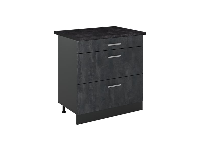  Vicco meuble cuisine, béton noiranthracite, 80cm avec 3 tiroirs plan de travail anthracite  - Conforama A