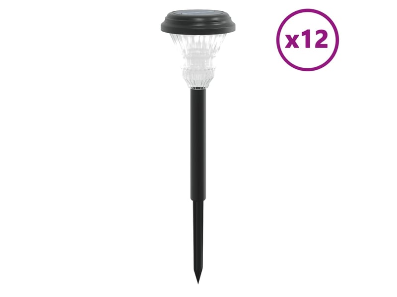  Lot de 12 lampes solaires décoratives jardin 8,5 x 31 cm avec éclairage automatique style moderne en plastique noir 02_0056664  - Conforama B