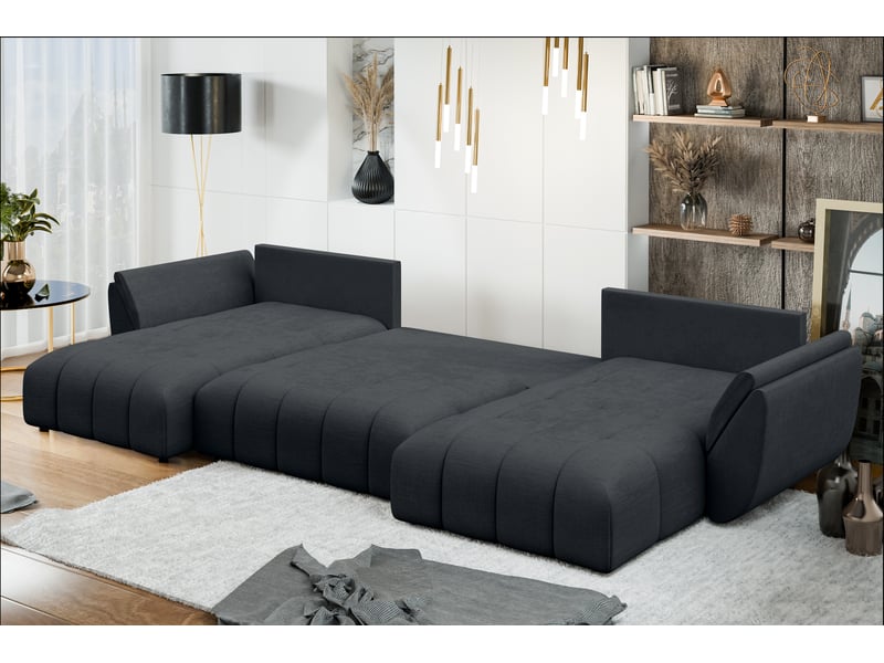  Canapé panoramique en u antalya 382 cm noir convertible Antalya-U - Conforama E