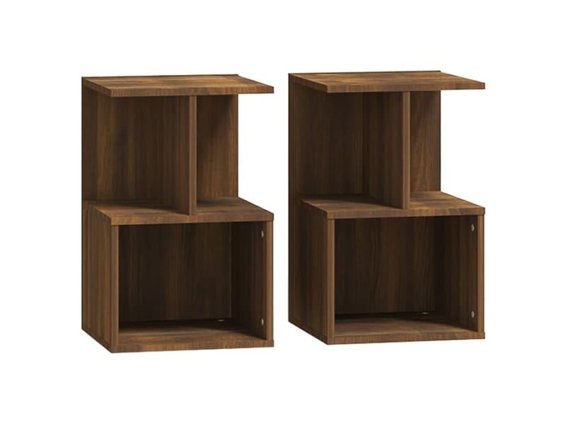  Lot de 2 tables de chevet - cabinet de chevet - table de nuit chêne marron 35x35x55cm bois d'ingénierie  - Conforama A