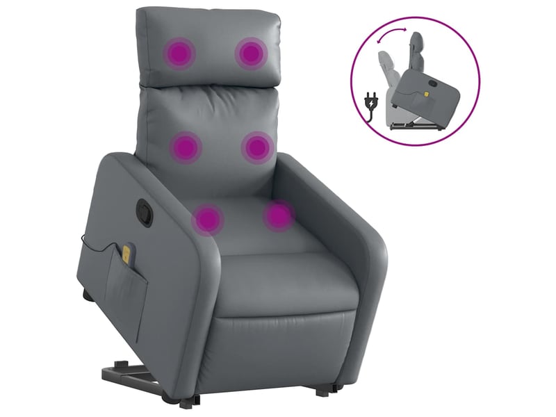 Fauteuil inclinable de massage, fauteuil relax gris similicuir shl23112 - Conforama A