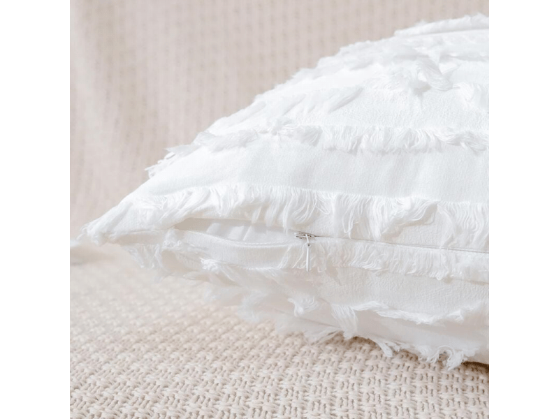  Lot de 2 housses de coussin 45 x 45 cm lin boho décorative taie d'oreiller tassels design housse d'oreiller carré pour canapé chambre canapé maison décor, blanc  - Conforama D