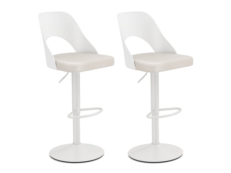  Lot de 2 tabourets de bar pivotants hauteur réglable 44 x 50 x 91-111 cm confort ergonomique style contemporain en simili cuir blanc 20_0012543  - Conforama A
