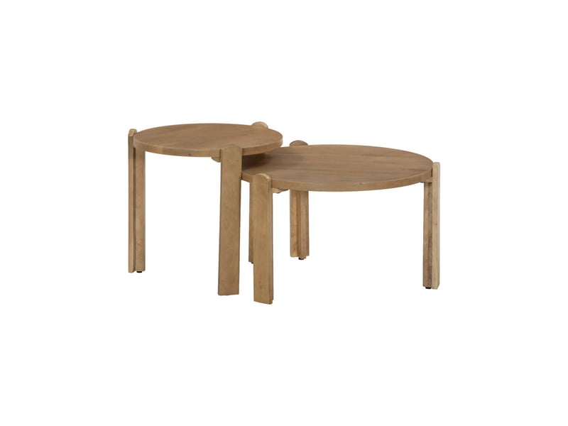  Set de 2 tables basses rondes bois de manguier naturel - pallavi  - Conforama A