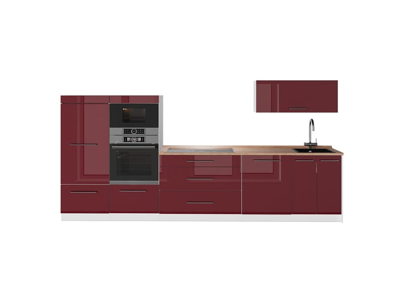 Vicco cuisine, rouge bordeaux haute brillanceblanc, 340cm, pt chêne - Conforama A