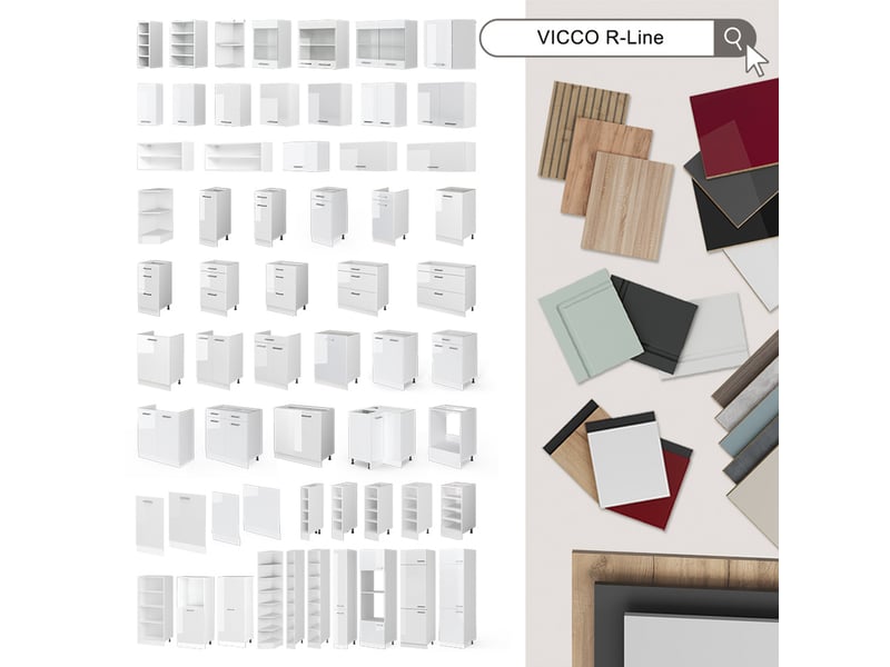 Vicco meuble cuisine, chêne doréanthracite, 100cm plan de travail anthracite - Conforama E