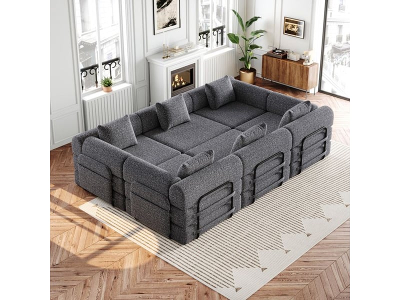Canapé-lit chenille - 2-en-1 - compartiment de rangement - trois cadres métalliques - montage facile - gris gris - Conforama E