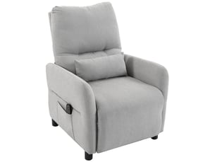 Fauteuil massant chauffant inclinable avec coussin tissu gris clair