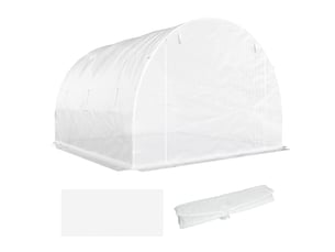 Film de protection pour serre 3 x 3 m, film polyéthylène imperméable avec porte enroulable, 6 fenêtres, protection uv, film seul, blanc