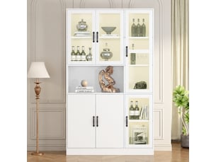 Buffet 6 porte(s) 0 tiroir(s) <strong></strong> <strong></strong> - 120 cm coloris blanc