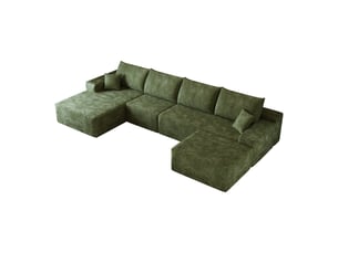 Canapé d'angle, canapé modulable, livré monté, design moderne, 340 cm, pour salon, chambre, appartement, assise profonde, vert