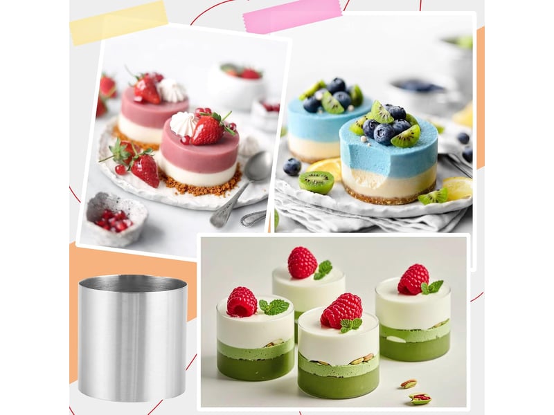  15 pcs cercle à pâtisserie 5x5cm, moule à mousse en acier inoxydable 430, cercle patisserie pour gâteaux, entremets et desserts individuels, argenté No commercial reference - Conforama E
