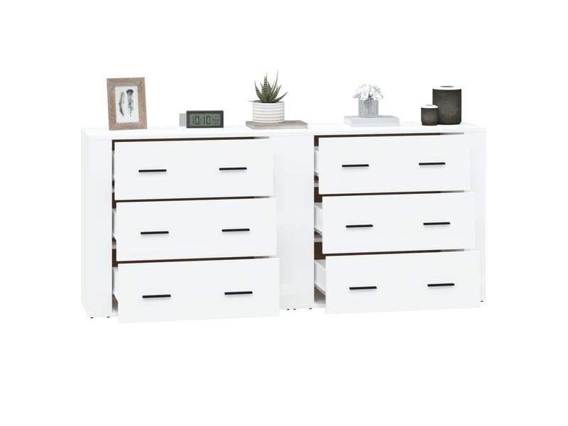  Buffets 2 pcs - bahut - meuble de rangement blanc bois d'ingénierie  - Conforama E