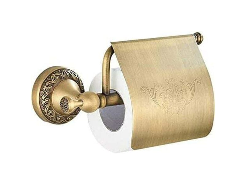  Support de papier toilette avec couvercle en laiton retro porte-rouleau murale  - Conforama A