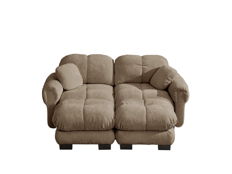 Canapé modulaire 2 places style u 190x149x90 cm, agréable, canapé salon avec ottomane déplaçable, tissu chenille, marron - Conforama A