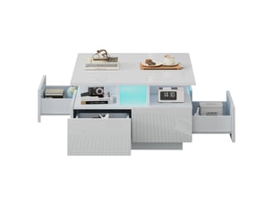 Table basse carré(e) coloris blanc <strong>KORFEE</strong> <strong></strong> - 70 cmx70 cm