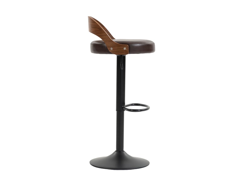  Tabourets de bar pivotants 360° lot de 2 marron pu avec dossier bois noyer et siège réglable en hauteur  - Conforama D