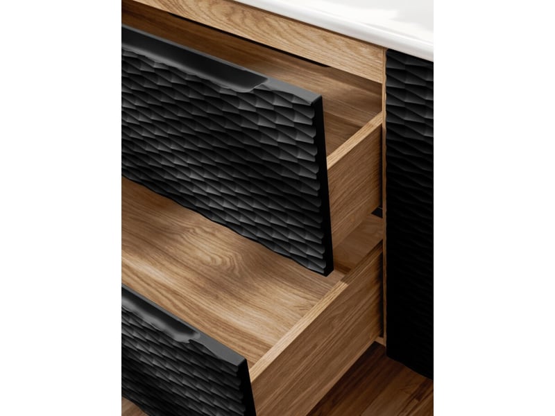 Meuble sous vasque yoka – 2 tiroirs – chêne clair et noir – l80 × p46 × h57 cm – à suspendre - Conforama E