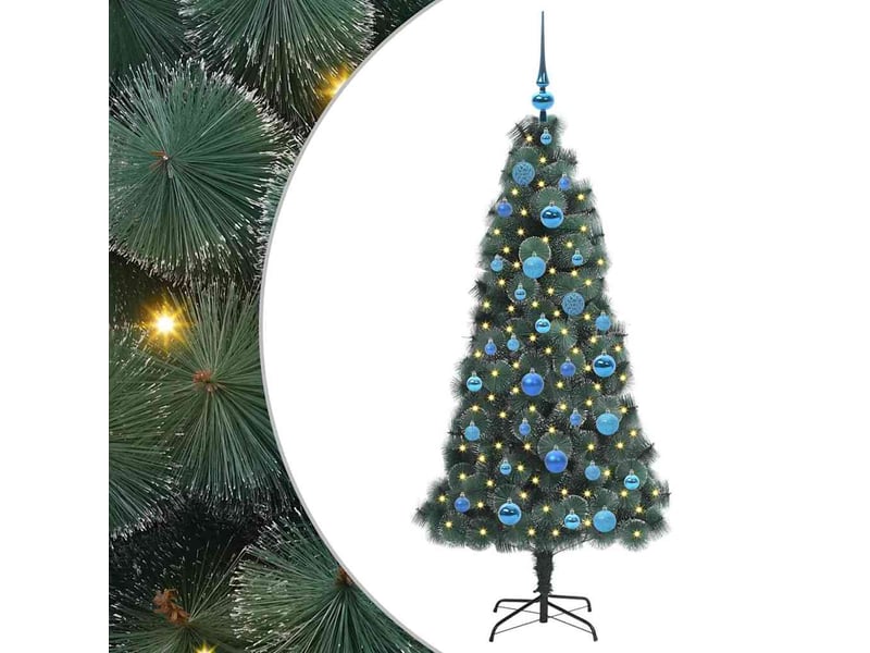  Sapin de noël - arbre de noël artificiel pré-éclairé avec ensemble de boules  - Conforama A