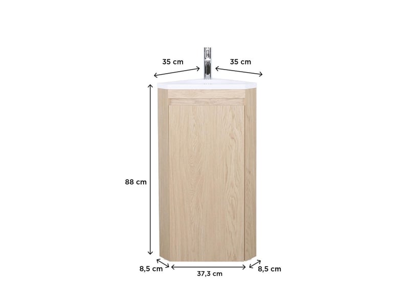 Meuble Lave-Mains D'Angle Sorrento En Décor Chêne – Gain De Place Idéal Pour WC Ou Petite Salle De Bain