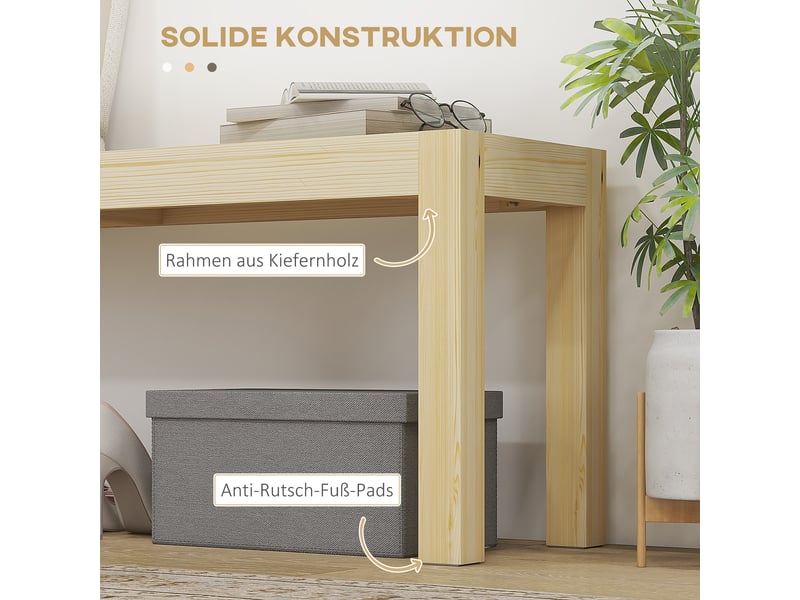  Banc en pin massif naturel 120 x 33 x 45 cm  - Conforama E
