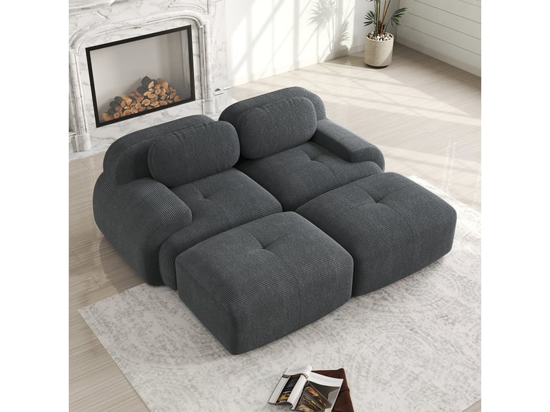  Canapé méridienne, chaise longue, 2 places, en velours tricoté, gris, sans structure, chambre, pour salon  - Conforama R