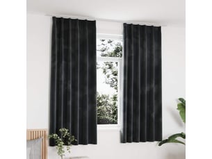 Lot de 2 rideaux occultants, rideaux black-out et crochet velours anthracite 140x175cm cf44923