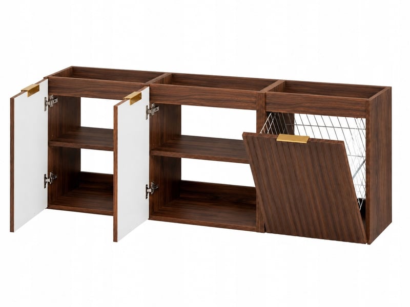 Ensemble de meubles bas flow noyer foncé 120 cm avec panier à linge - Conforama W