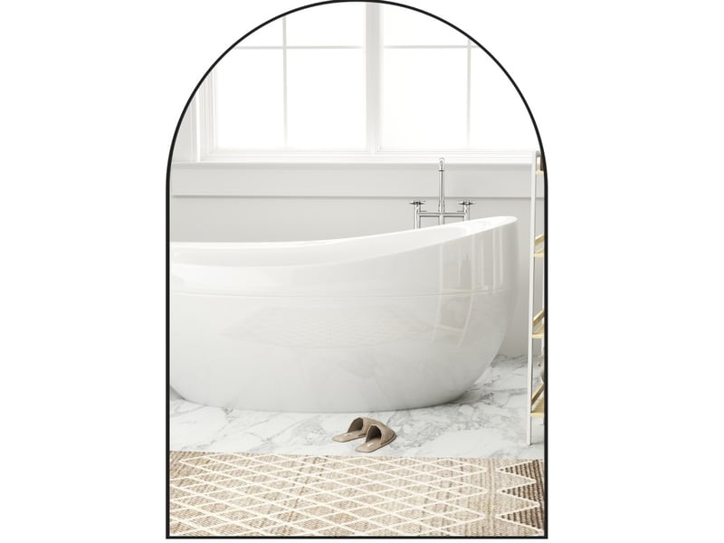  Miroir de salle de bains 50x70 cm arqué cadre en aluminium noir  - Conforama A