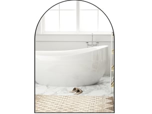 Miroir arrondi(e) de salle de bain coloris noir <strong>DESMIU</strong>  <strong></strong> - 50 cm x 50 cm