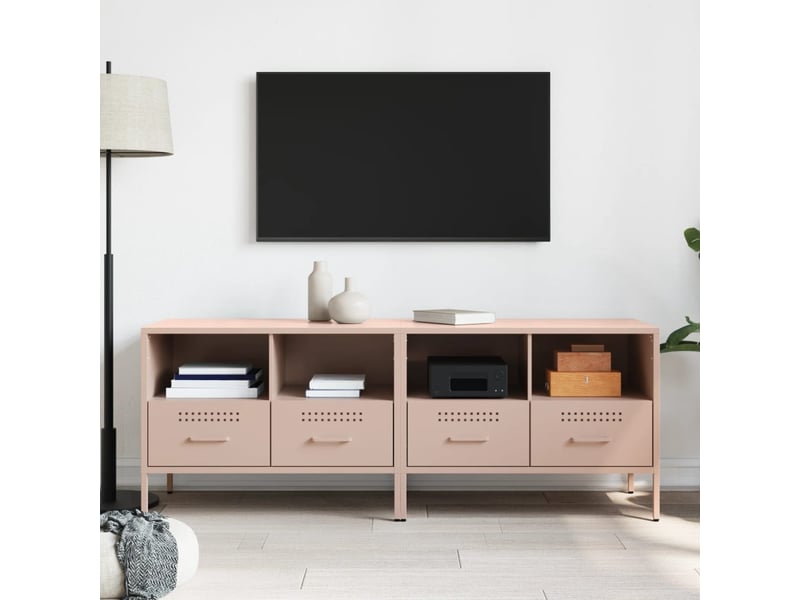  Lot de 2 meuble tv bas salon rose 68x39x50,5 cm acier shl87267  - Conforama C
