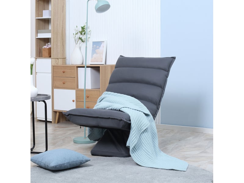  Fauteuil relax pivotant ulevr 360° dossier réglable 5 positions 62 x 70 x 95 cm microfibre gris foncé  - Conforama B