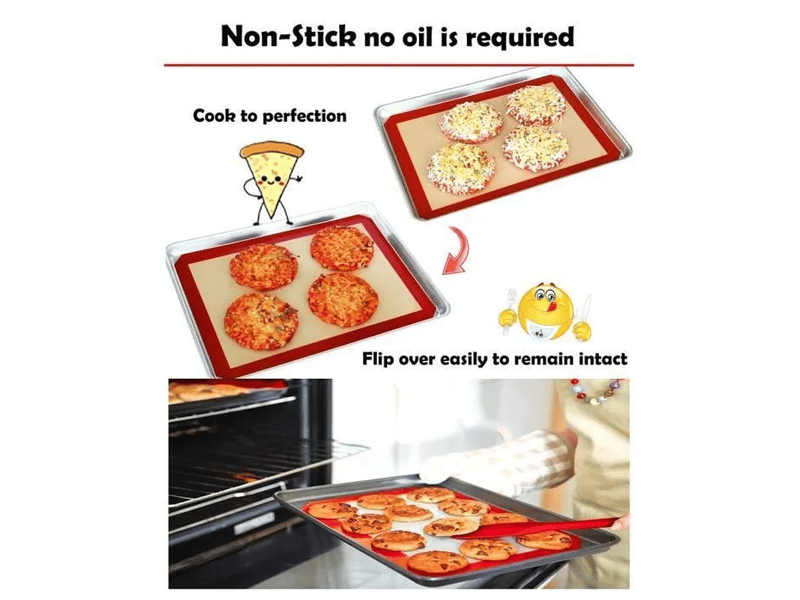 Lot de 2 tapis de cuisson en silicone 40x30cm – toile de cuisson saine et réutilisable - Conforama C