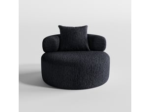 Poire noire en chenille, siège-lounge rond de 100 cm, grand confort, base antidérapante adaptée au salon et à la chambre