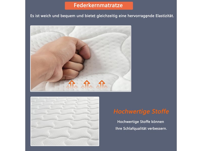 Lit banquette convertible 90180x190cm gris foncé avec rangement led usb sommier deux matelas à ressorts - Conforama E