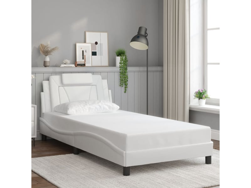 Lit simple- lit adulte - cadre de lit viana avec led sans matelas blanc 100x200 cm - Conforama C