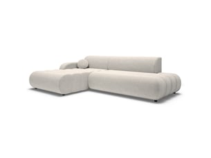 Canapé d'angle gauche convertible SELSEY Arione 3 places Tissu beige avec coffre de rangement