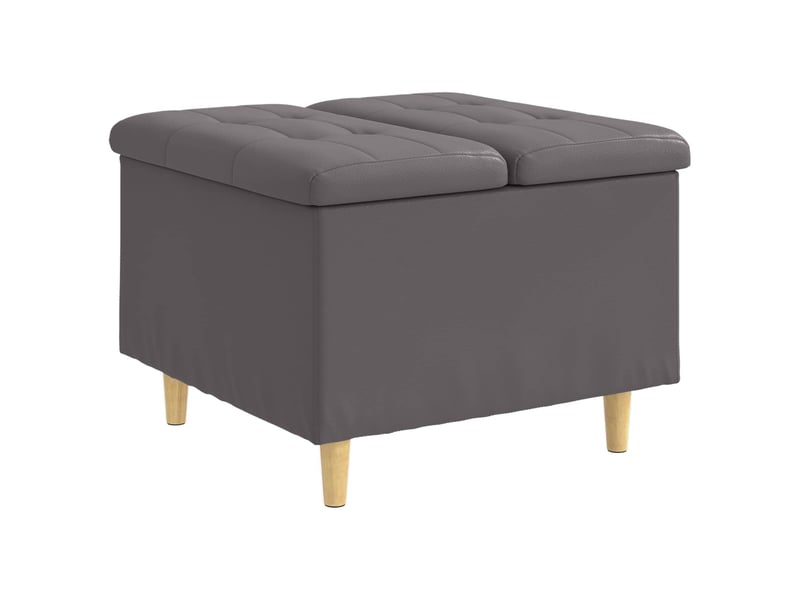 Ottoman, repose pied salon avec rangement gris 60x60x45 cm simili cuir - Conforama A