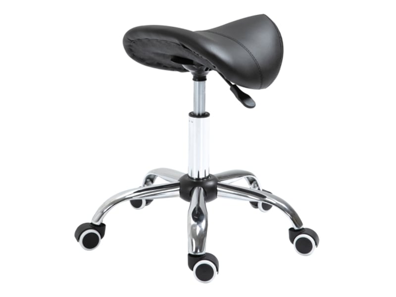  Tabouret selle pivotant rembourré réglable en hauteur, noir, pour beauté et bureau  - Conforama A
