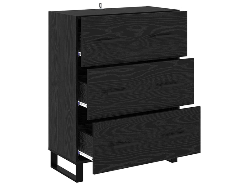 Buffet - bahut - meuble de rangement chêne noir 69,5 x 34 x 90 cm bois d'ingénierie et fer  - Conforama E
