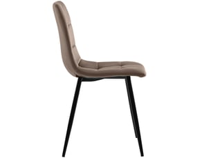 Lot de 4 chaises 46x44x86 cm, revêtement velours brun, cadre en métal, garnissage mousse, pour salle à manger