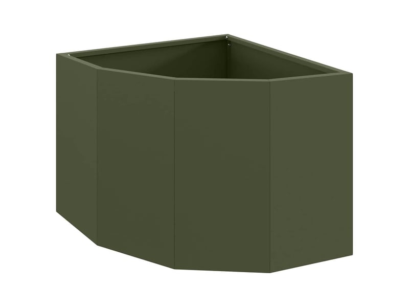 Jardinière - bac à fleurs d'angle vert olive 45 x 45 x 35 cm acier - Conforama A